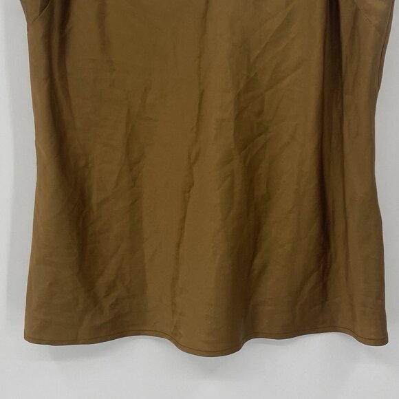 Zara Women’s Size Large Gold Brown Satin Tank Top V-Neck Camisole - Picture 9 of 11